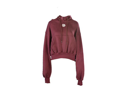WINE RED OVERSIZED CROPPED HOODIE